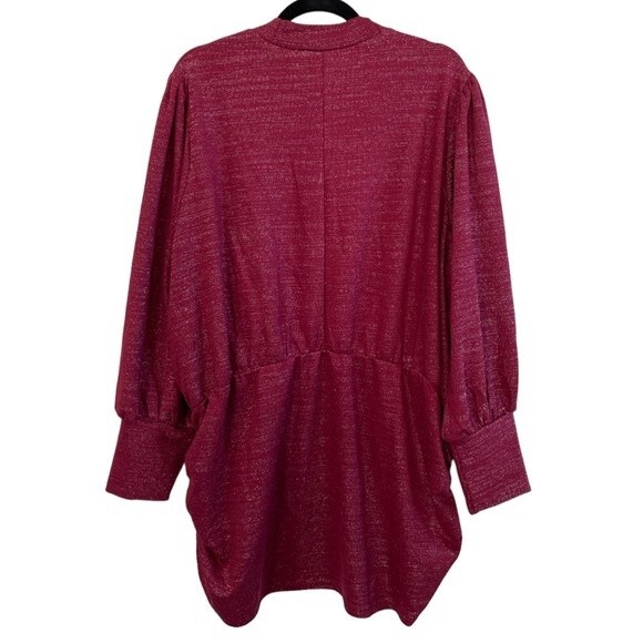 Lane Bryant Mock-Neck Keyhole Top With Ruched Sides Size 26 / 28 Holiday Red - Picture 5 of 13